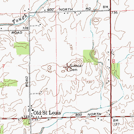 Topographic Map of Sidener Cemetery, IN