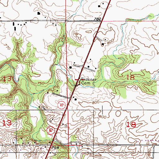 Topographic Map of Sidener Cemetery, IN