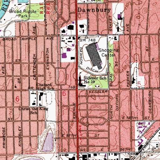 Topographic Map of Merle Sidener Junior High School, IN