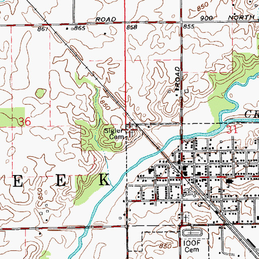 Topographic Map of Sigler Cemetery, IN