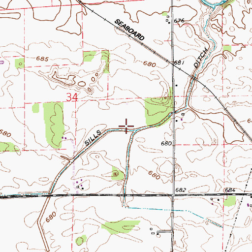 Topographic Map of Sills Ditch, IN
