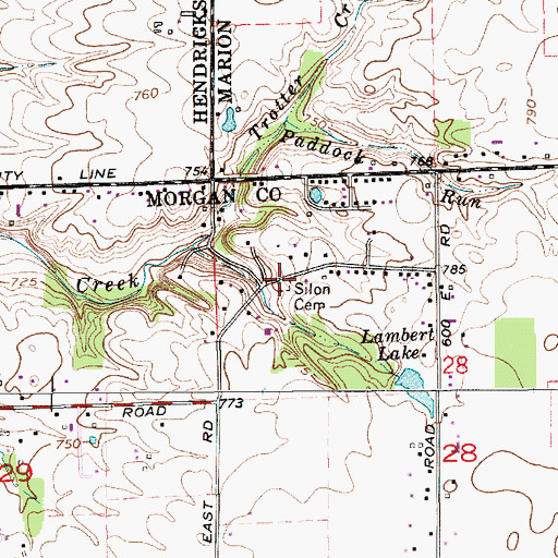 Topographic Map of Siloam Cemetery, IN