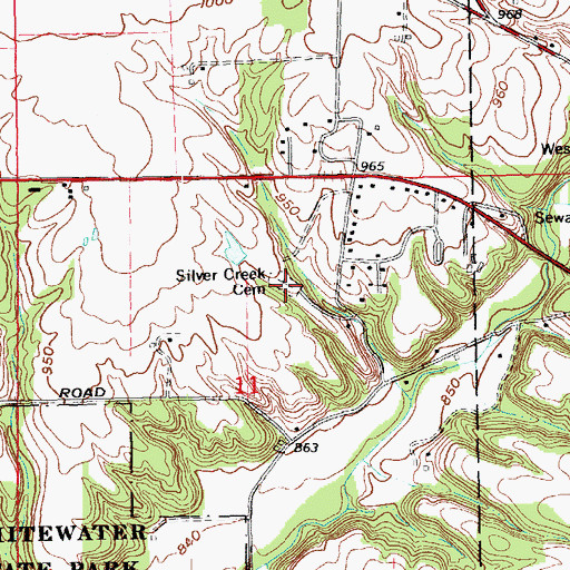 Topographic Map of Silver Creek Cemetery, IN