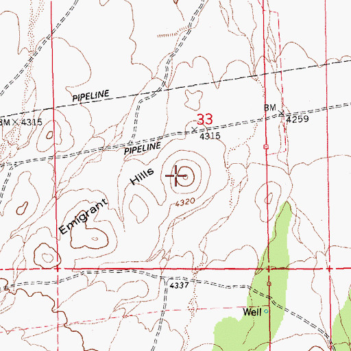 Topographic Map of Emigrant Hills, AZ
