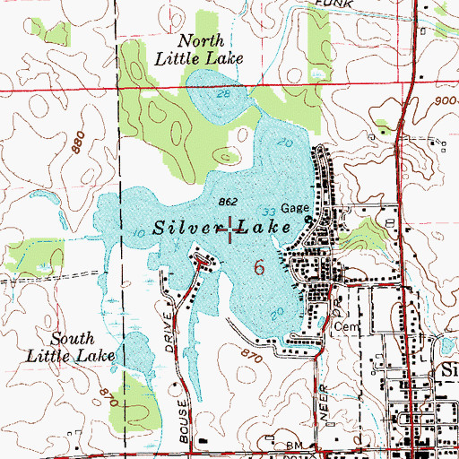 Topographic Map of Silver Lake, IN