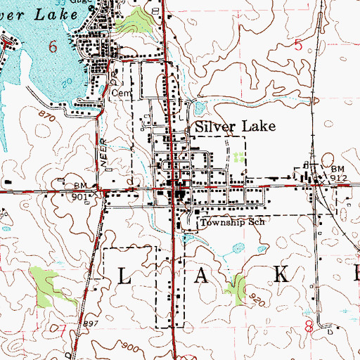 Topographic Map of Silver Lake, IN