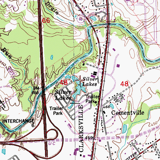 Topographic Map of Silver Lakes, IN