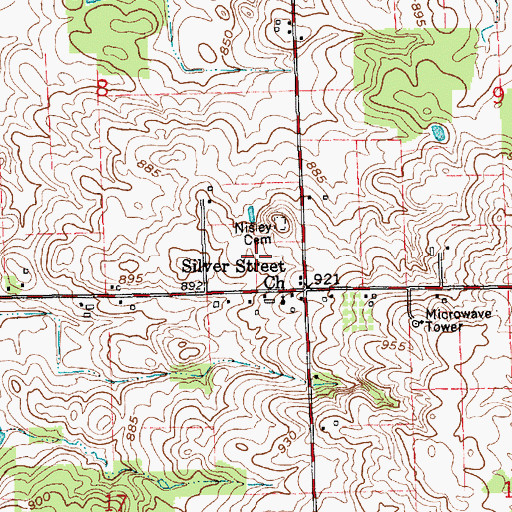 Topographic Map of Silver Street Church, IN