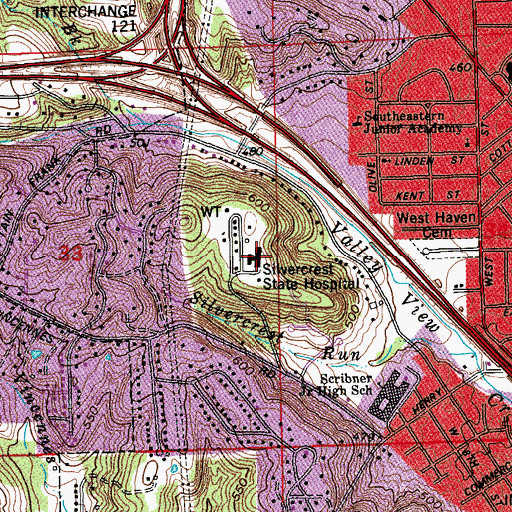 Topographic Map of Silvercrest State Hospital, IN