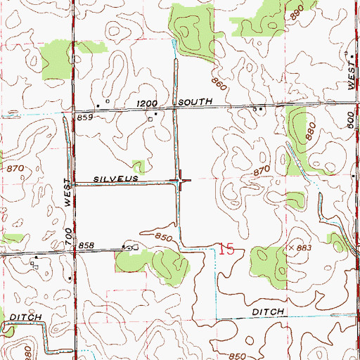 Topographic Map of Silveus Ditch, IN