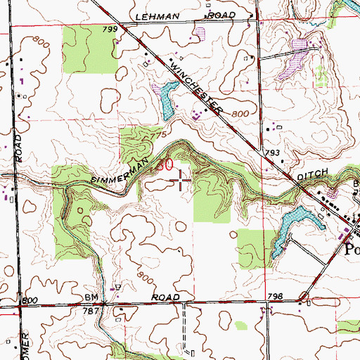 Topographic Map of Simmerman Ditch, IN