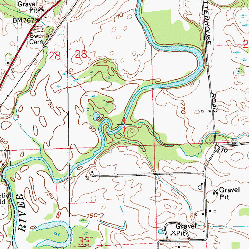 Topographic Map of Simonton Creek, IN