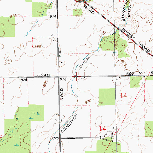 Topographic Map of Simonton Ditch, IN