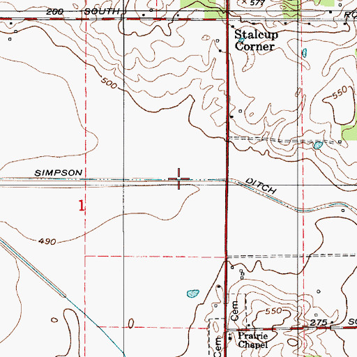 Topographic Map of Simpson Ditch, IN