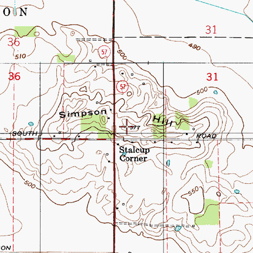 Topographic Map of Simpson Hill, IN