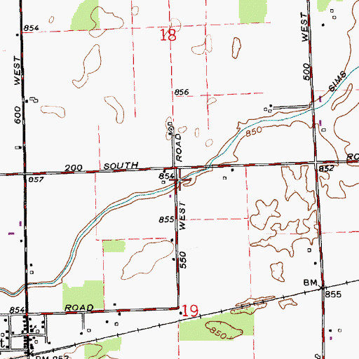 Topographic Map of Sims-Franklin Ditch, IN