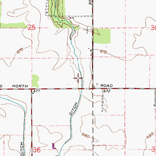 Topographic Map of Sines Ditch, IN