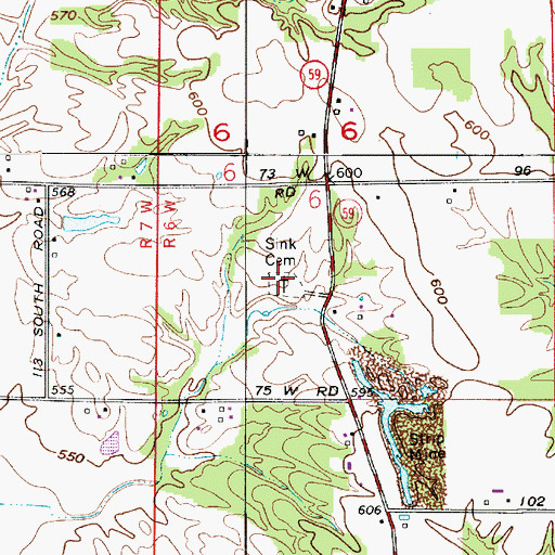 Topographic Map of Sink Cemetery, IN