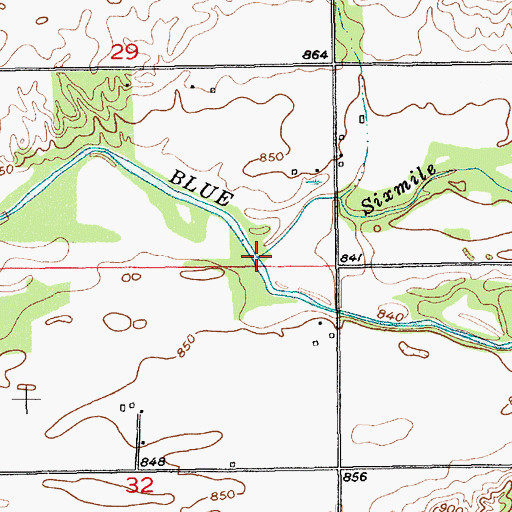 Topographic Map of Sixmile Creek, IN