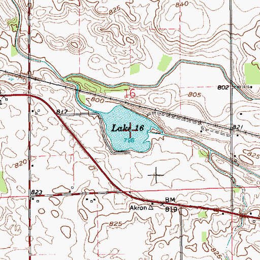 Topographic Map of Lake Sixteen, IN