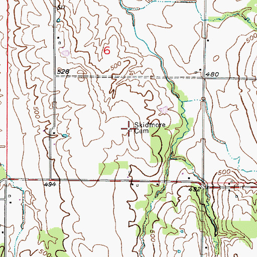 Topographic Map of Skidmore Cemetery, IN
