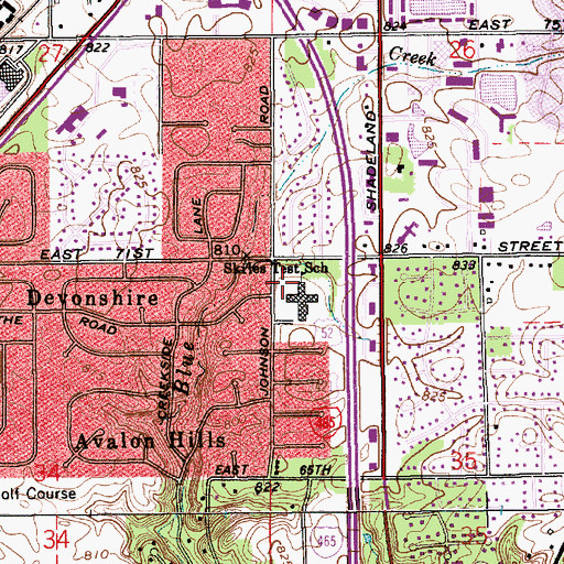 Topographic Map of Skiles Test Elementary School, IN