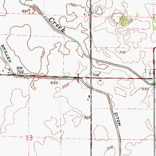 Topographic Map of Skillen Ditch, IN