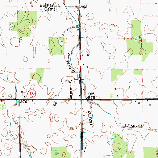 Topographic Map of Skinner Ditch, IN