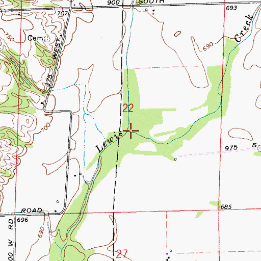 Topographic Map of Slash Creek, IN