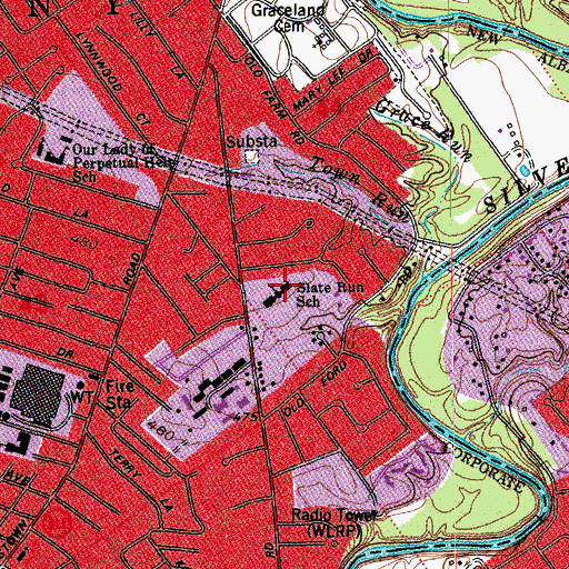 Topographic Map of Slate Run Elementary School, IN