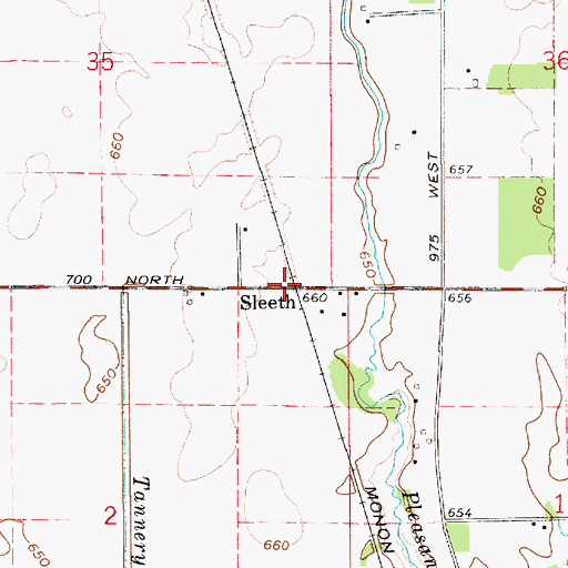 Topographic Map of Sleeth, IN