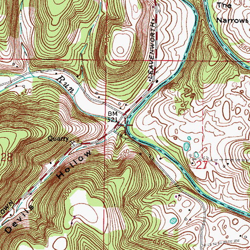 Topographic Map of Slick Run, IN