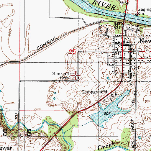 Topographic Map of Slinkard Cemetery, IN