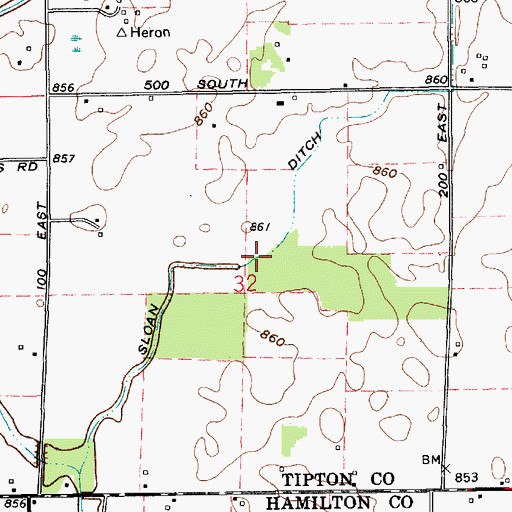 Topographic Map of Sloan Ditch, IN