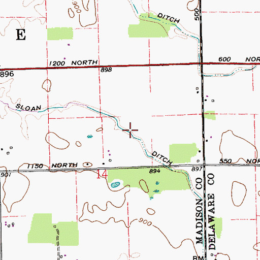 Topographic Map of Sloan Ditch, IN