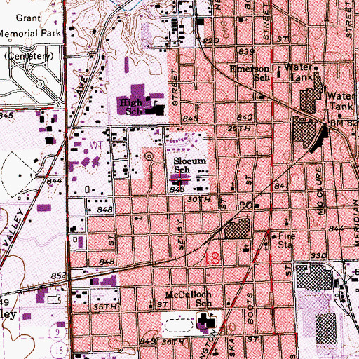 Topographic Map of Frances Slocum Elementary School, IN