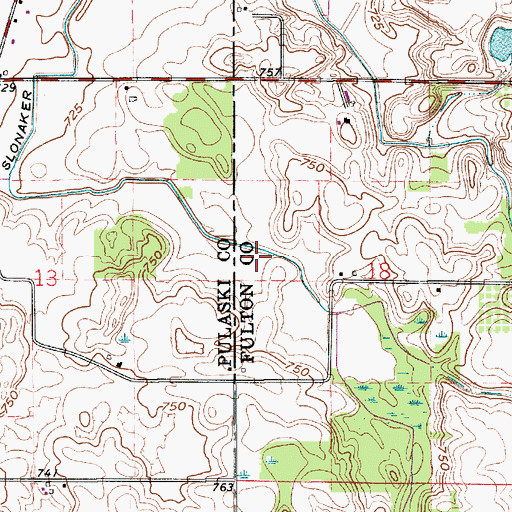 Topographic Map of Slonaker Ditch, IN
