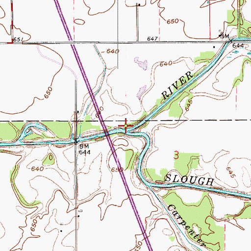 Topographic Map of Slough Creek, IN
