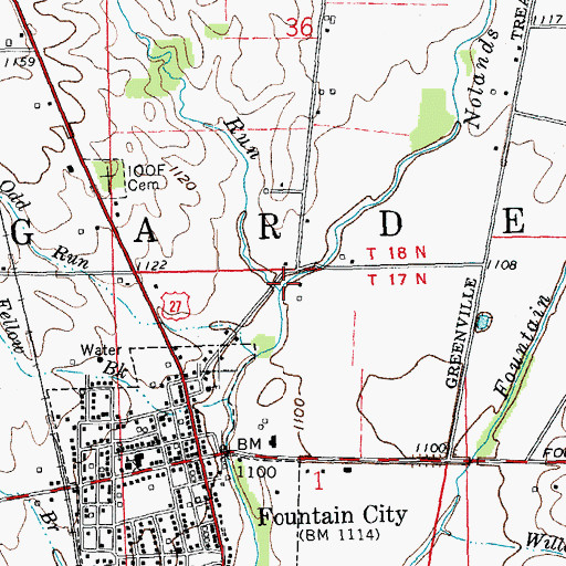 Topographic Map of Slow Run, IN