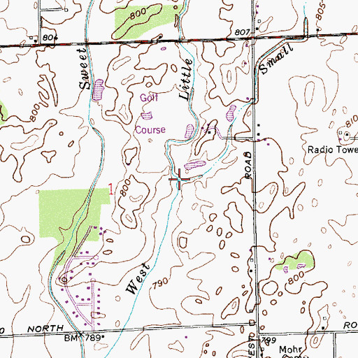Topographic Map of Small Branch, IN