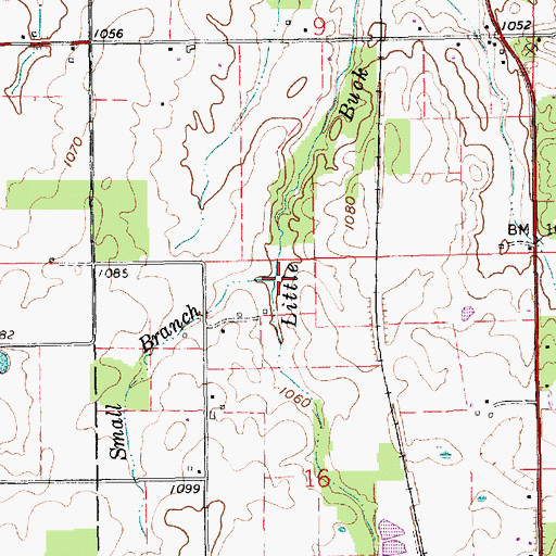 Topographic Map of Small Branch, IN