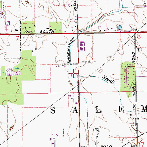 Topographic Map of Small Branch, IN