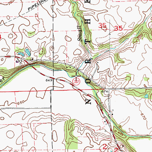 Topographic Map of Small Drain, IN