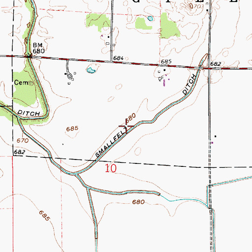 Topographic Map of Smallfelt Ditch, IN