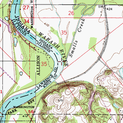 Topographic Map of Smalls Creek, IN