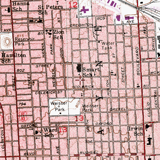 Topographic Map of Smart School, IN