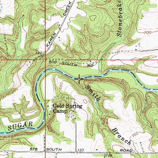 Topographic Map of Smith Branch, IN