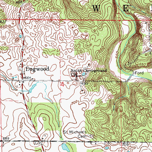Topographic Map of Smith Campground Church, IN