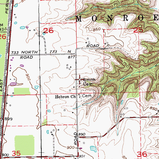 Topographic Map of Smith Cemetery, IN