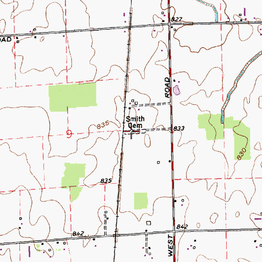 Topographic Map of Smith Cemetery, IN